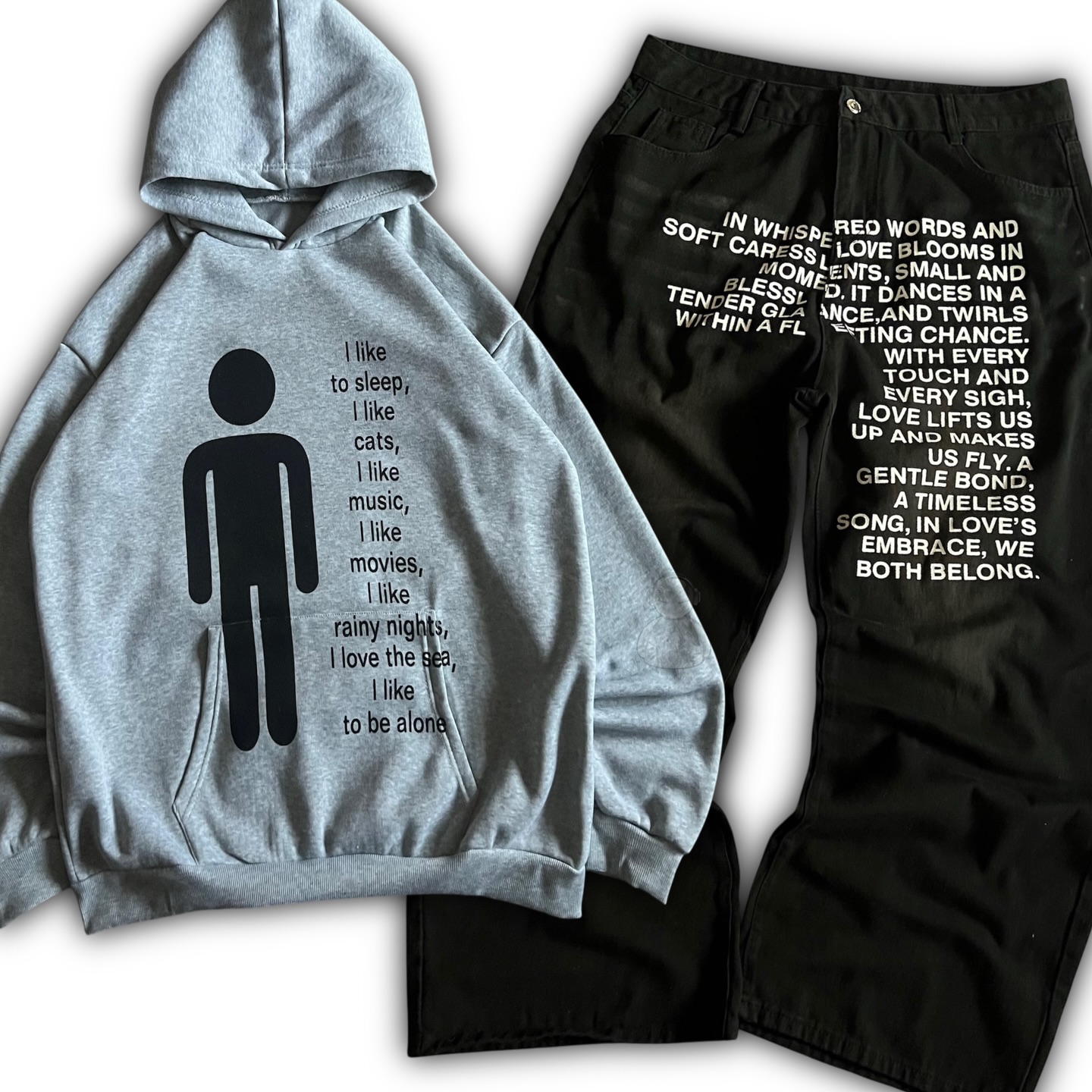 Embroidery Pattern - Conjuntos de Hoodies Masculinos com Estampa