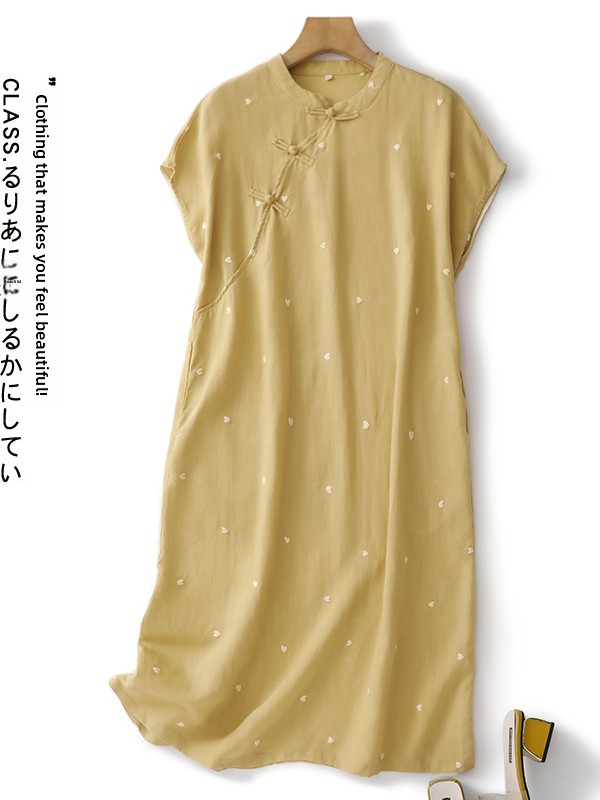 Embroidery Love - Novo Vestido Feminino Estilo Chinês Tamanho