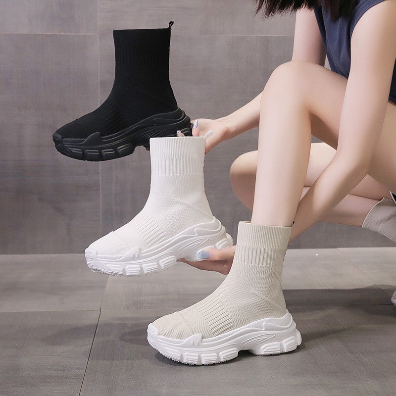 Embroidery Canvas - Botas de meia alta para mulheres,