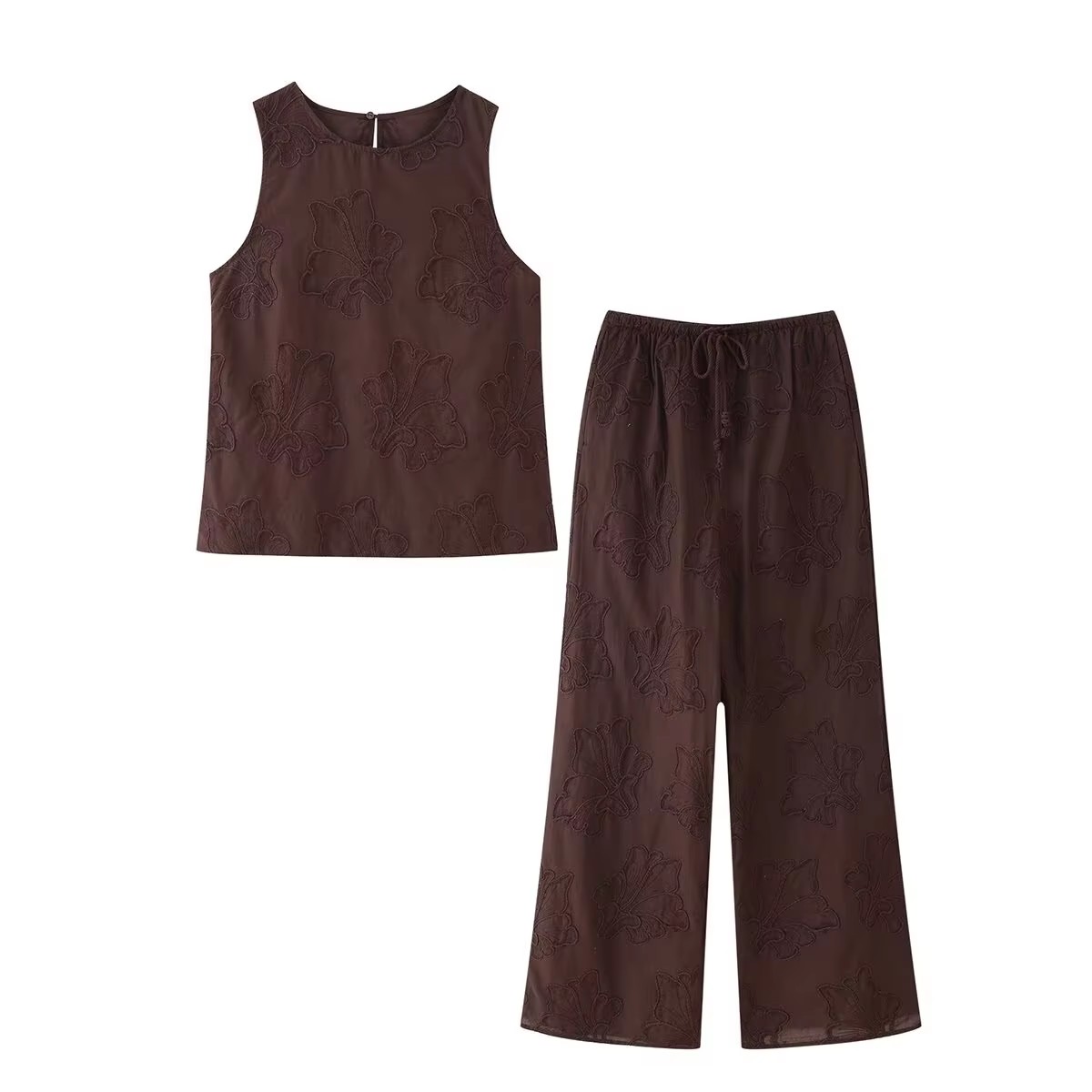 Embroidery Vest - HH Mulheres Conjuntos de Calças Bordadas