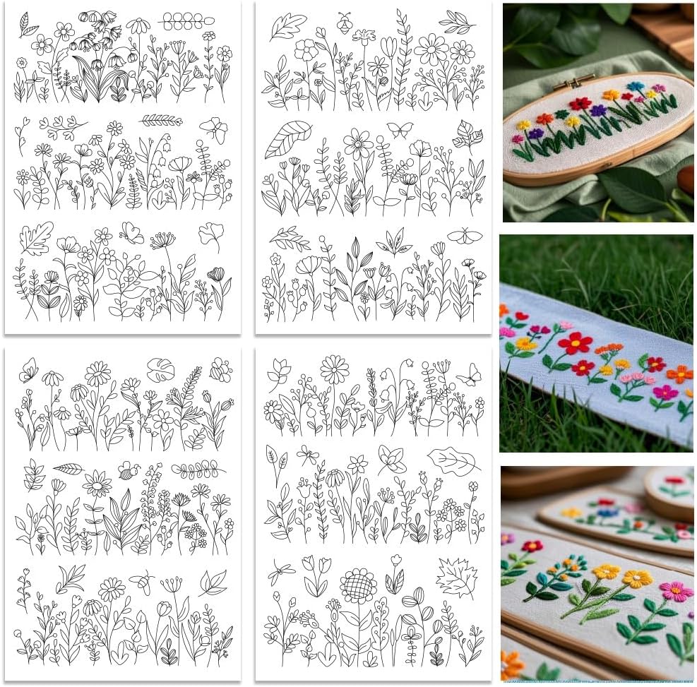 Embroidery Design Patterns Flowers - Estabilizadores de Padrões de Bordado Solúveis