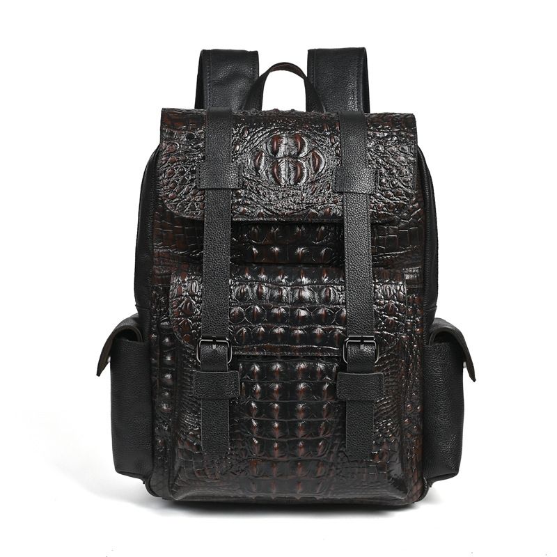 Embroidery Bag - Mochila Masculina de Couro Genuíno de