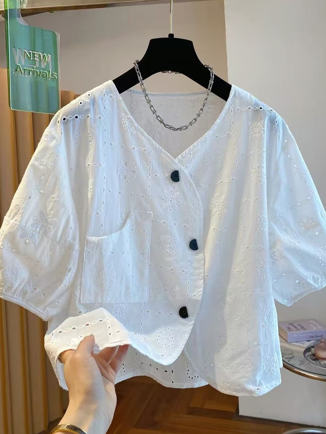 Embroidery Unique Design - Camisa Feminina de Verão com Design