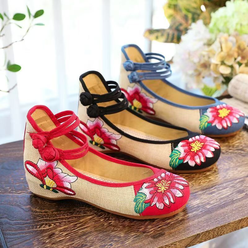Embroidery Canvas - Sapatos Femininos de Tecido Bordados com