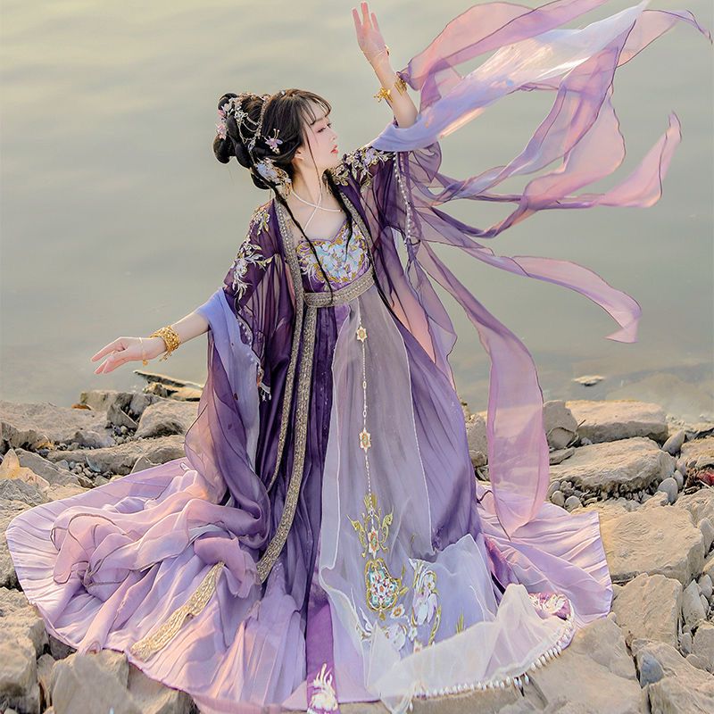 Embroidery Yellow Dress - Vestido Hanfu Chinês para Mulheres, Bordado