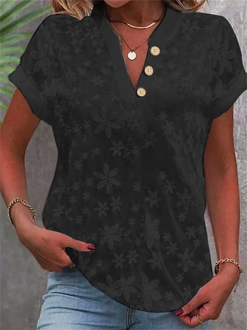 Camisa cortada blusa de renda  - Embroidery Eyelet avaliação e preço