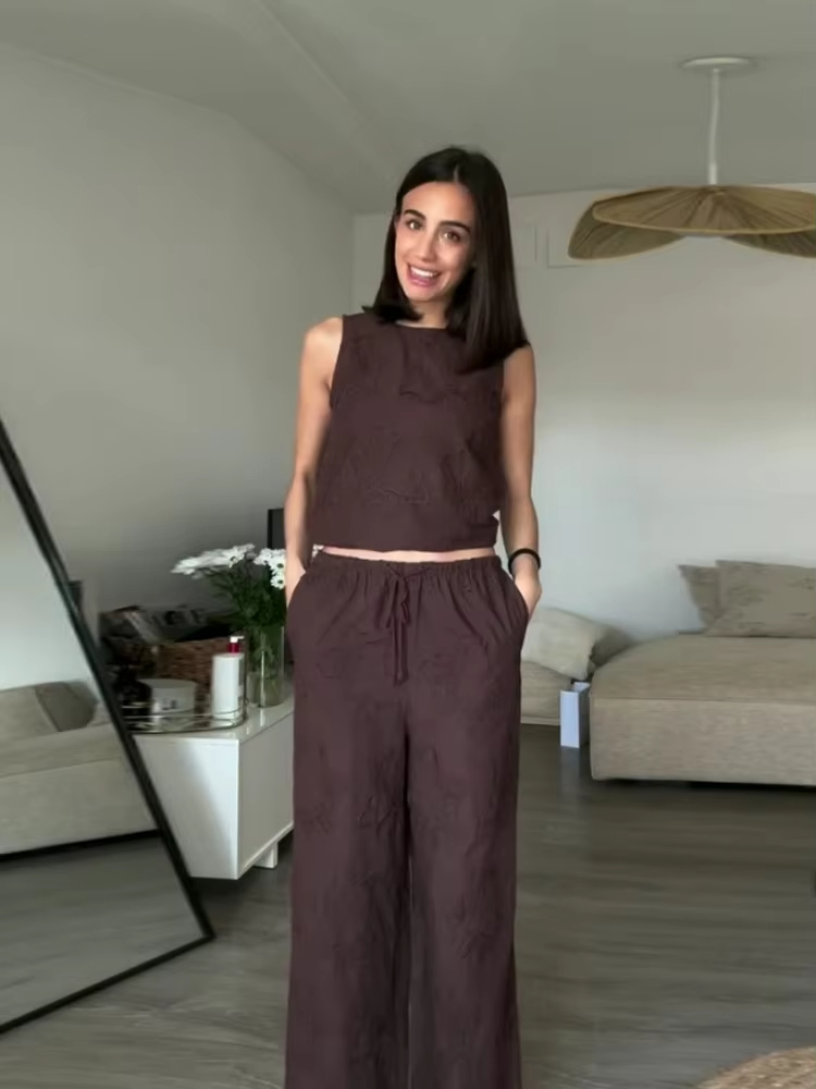 HH Mulheres Conjuntos de Calça - Embroidery Vest avaliação e preço