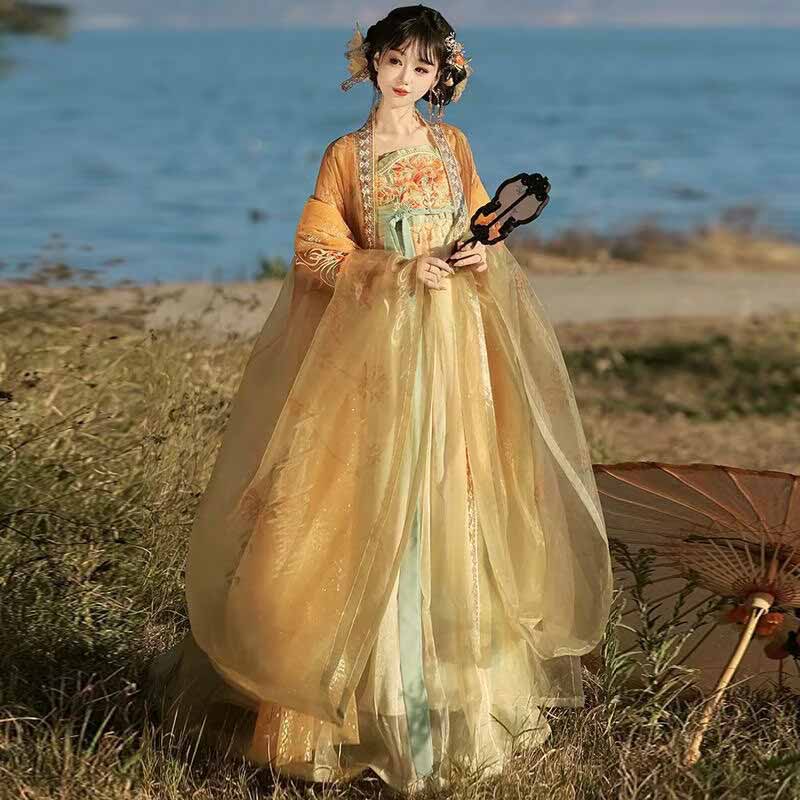 Vestido Tradicional Chinês Han - Embroidery Yellow Dress avaliação e preço