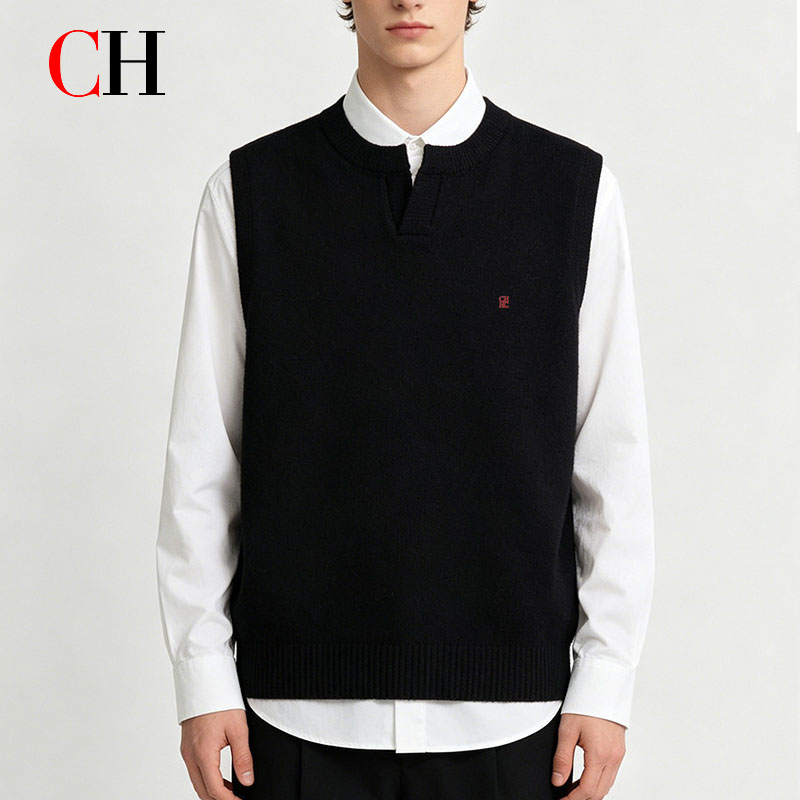 Colete Masculino de Tricô Sem  - Embroidery Vest avaliação e preço