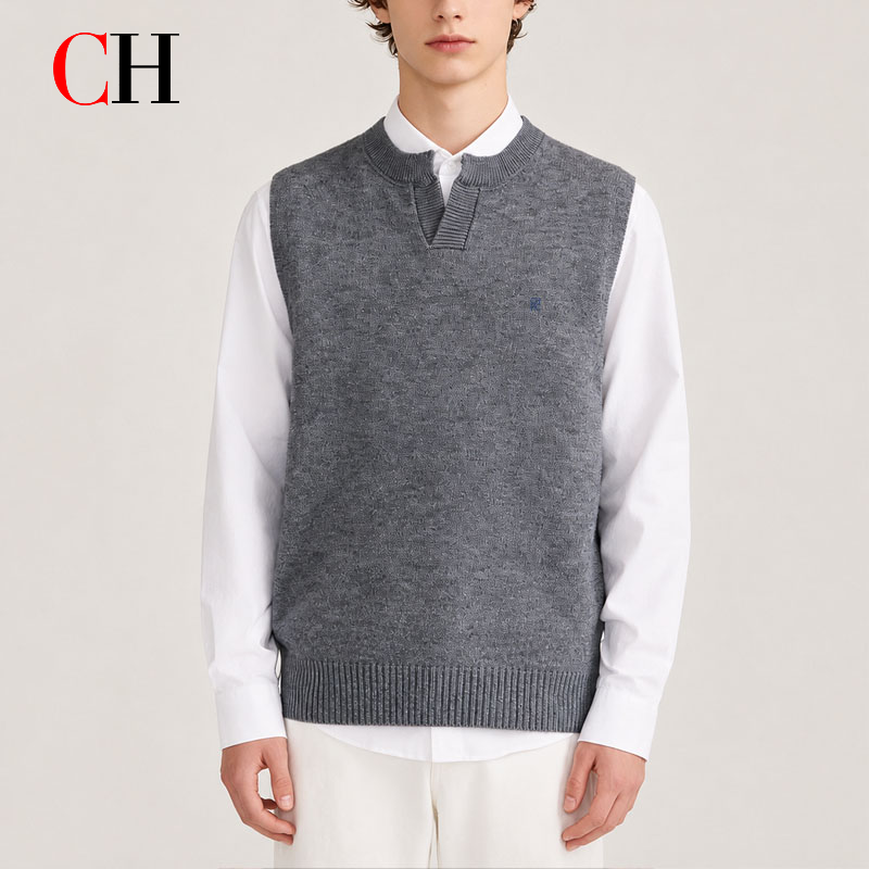 Colete Masculino de Tricô Sem  - Embroidery Vest avaliação e preço