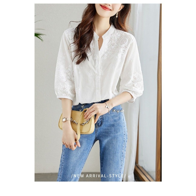 Blusa Feminina Branca com Bord - Embroidery Eyelet avaliação e preço