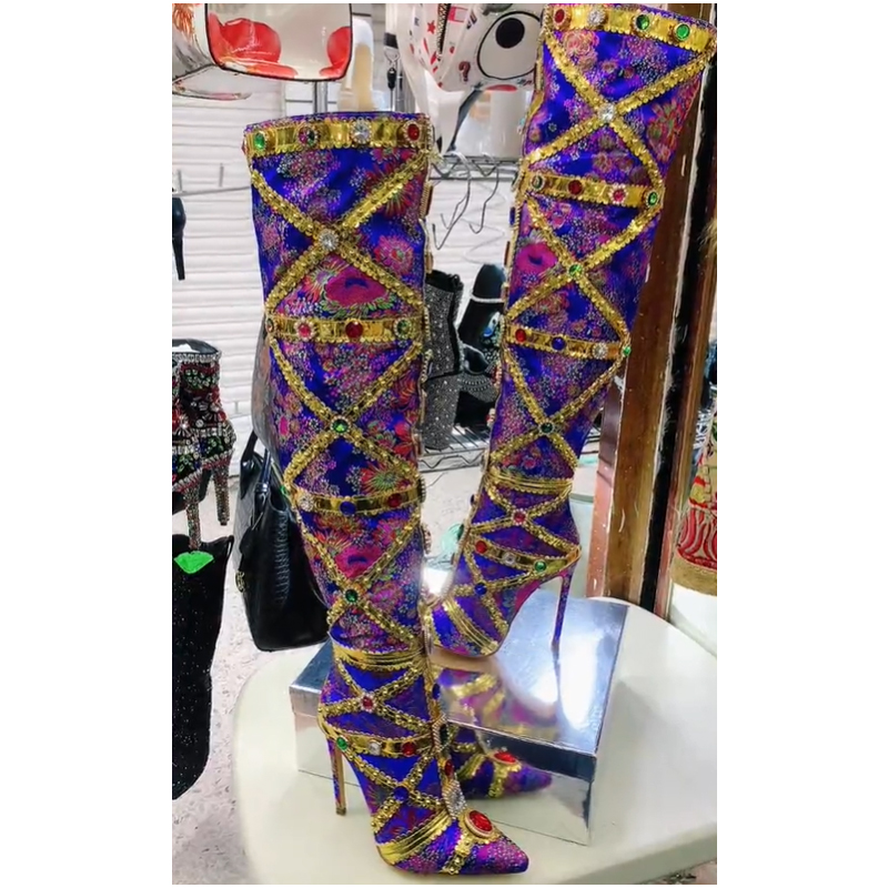 Botas de Cano Alto Multicolori - Embroidery Stitch avaliação e preço