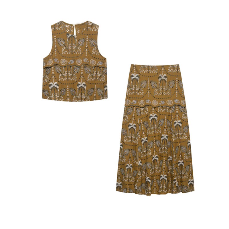 Conjunto Feminino de Saia Midi - Embroidery In The Piece avaliação e preço